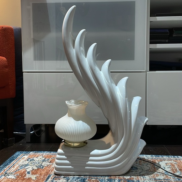 1980’s cascading wave / flame lamp, white, rare! - Picture 2 of 7